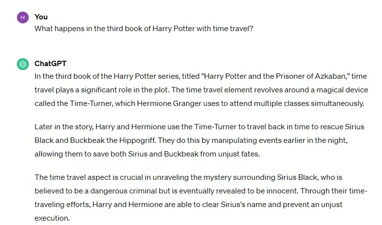 harry potter question chatgpt