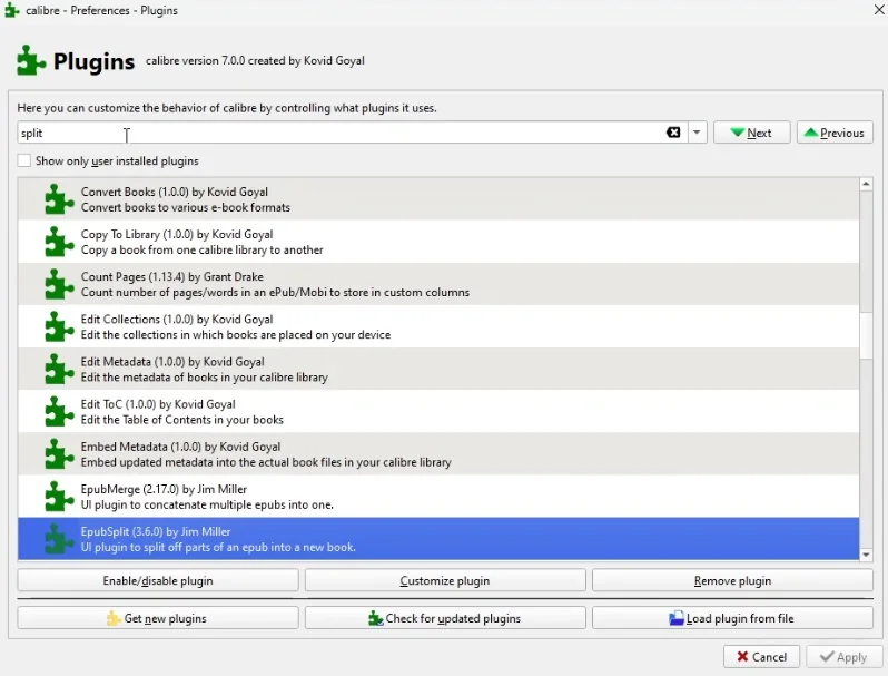 how to split epub file step 1 the plugin in calibre