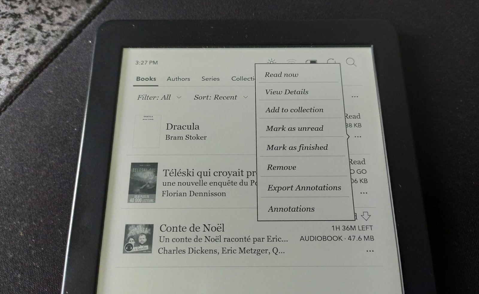 export notes for a book kobo e-reader