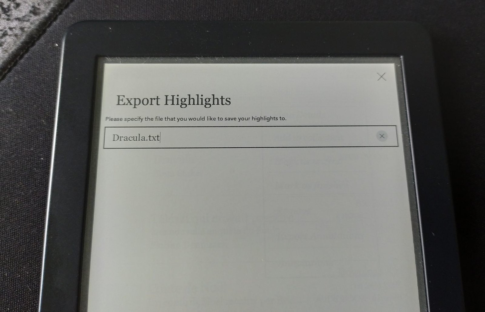 export notes for a book kobo e-reader