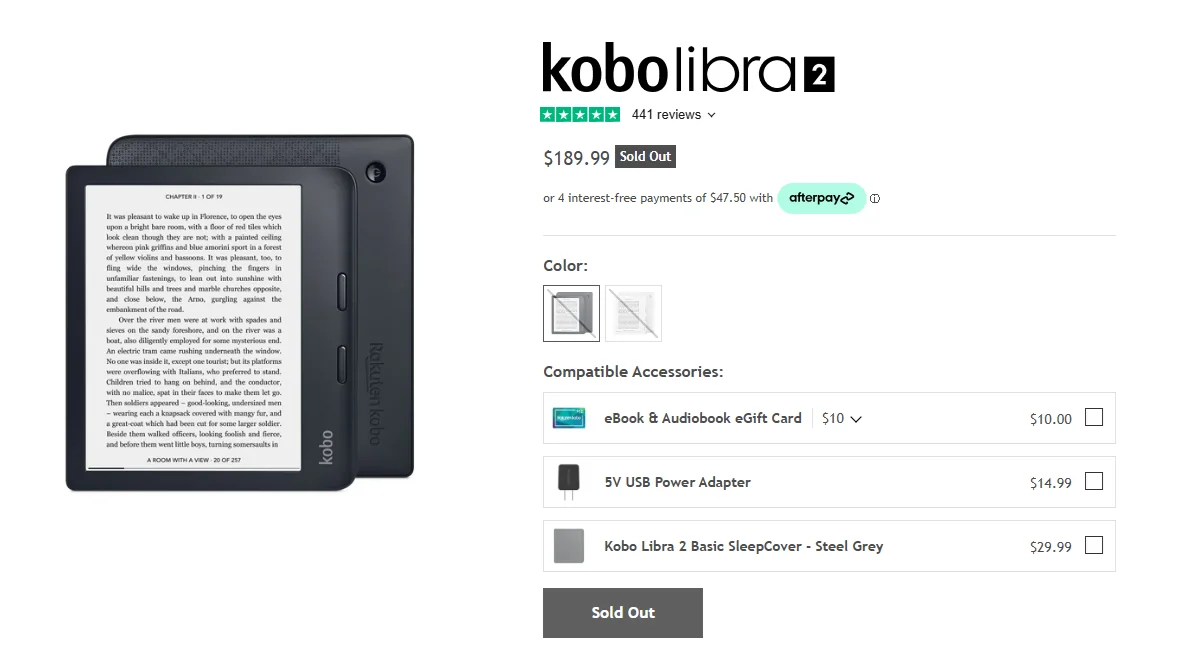 The Kobo Libra 2 e-reader has reached the end of its life