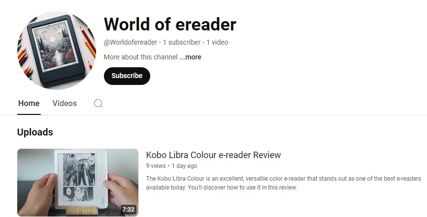 New Youtube Channel: World of e-reader