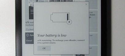 kobo e-reader low battery message