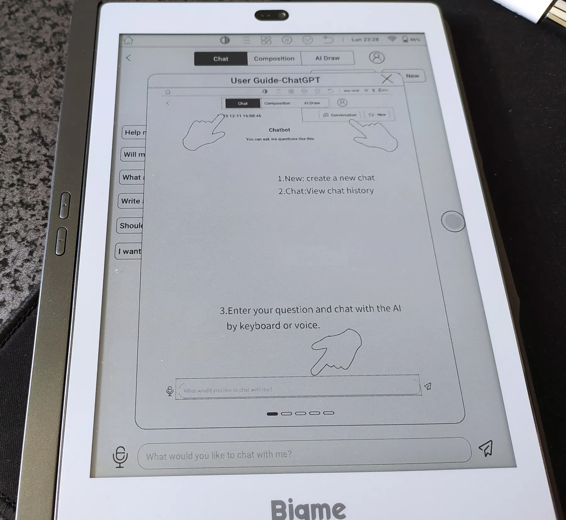 bigme e-reader chatgpt