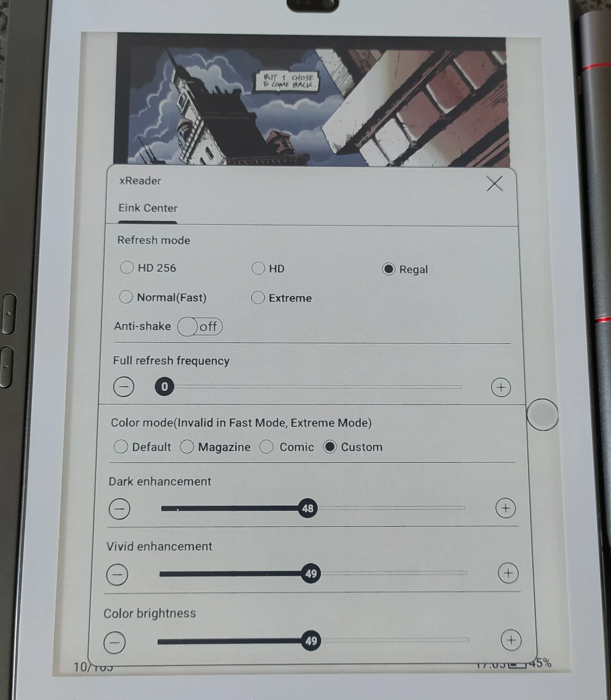 bigme s6 color+ e ink settings