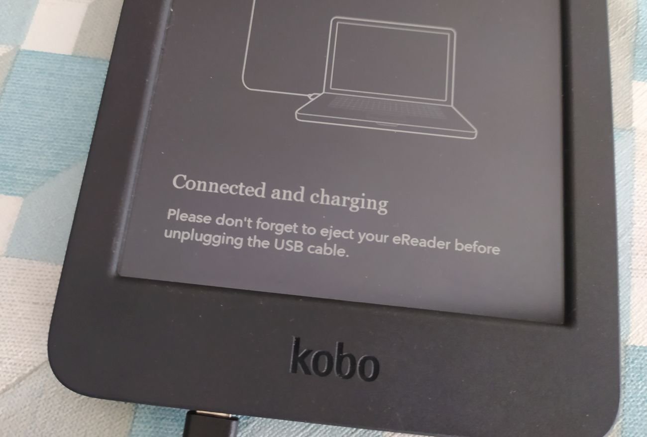 Kobo ereader connected to computer