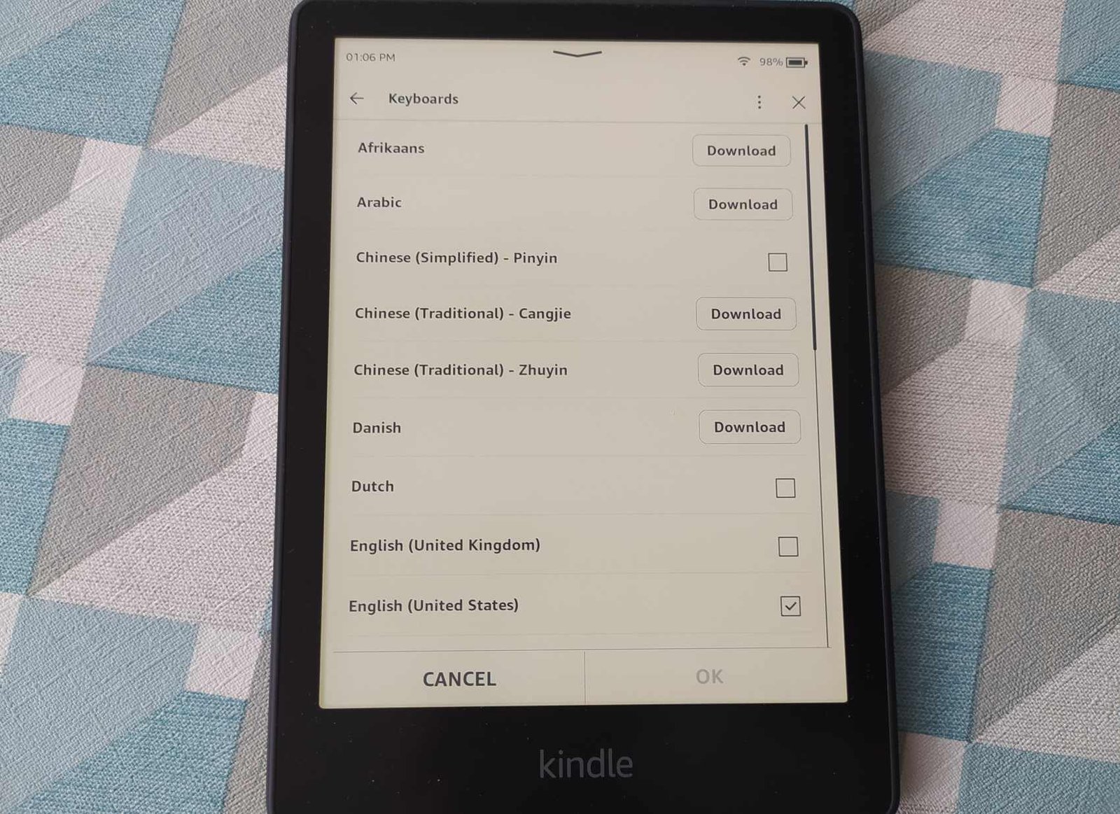 change language kindle ereader