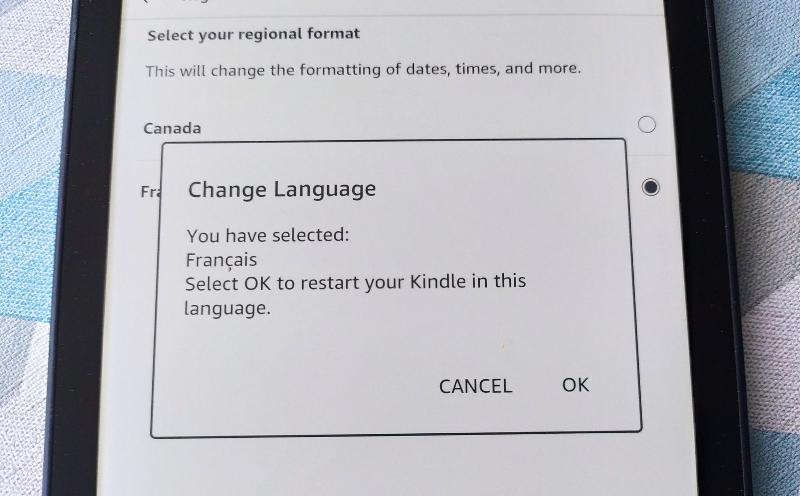 change language kindle ereader