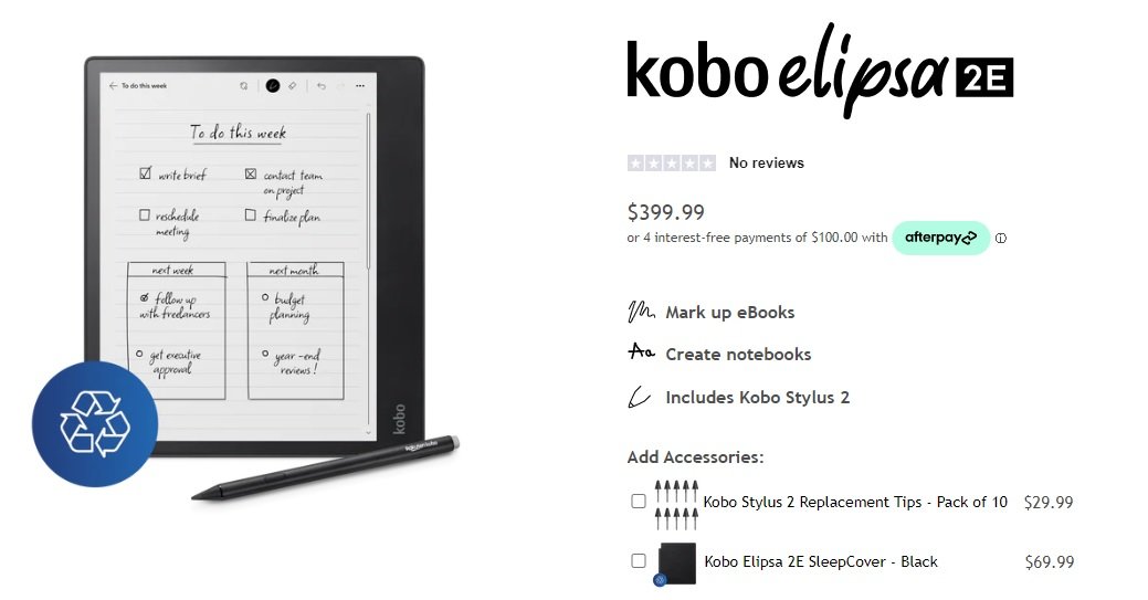 Kobo Elipsa 2E ereader price