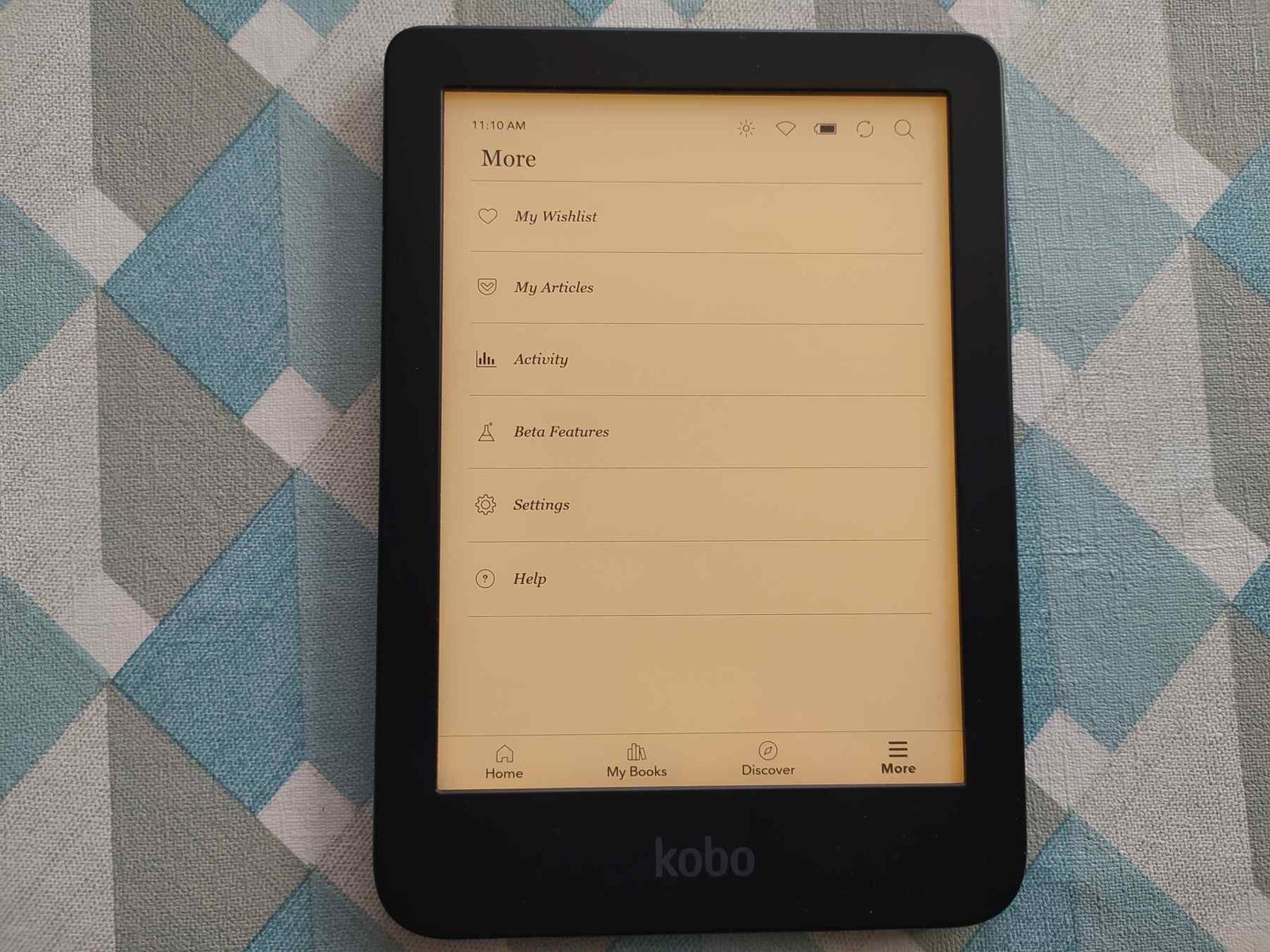 kobo clara 2E settings