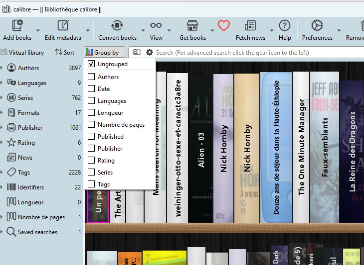calibre Bookshelf group by