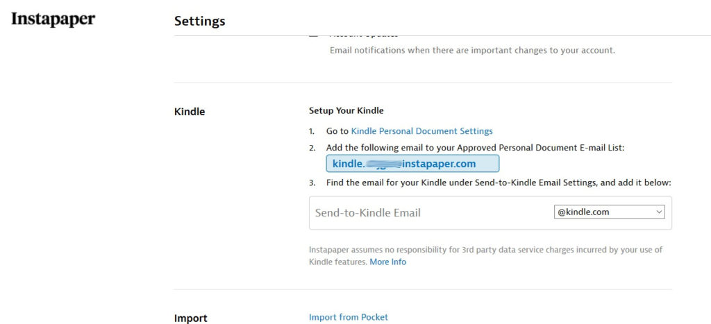kindle instapaper